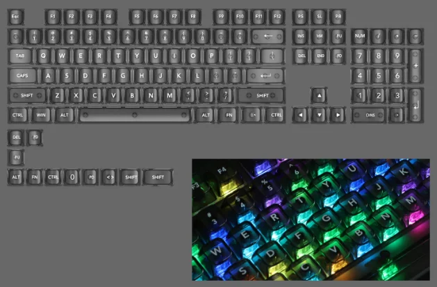 Black White Dual Tone Pudding Keycaps OEM Profile, PBT Material 139 Keys Set, Creates Stunning Contrast RGB Lighting
