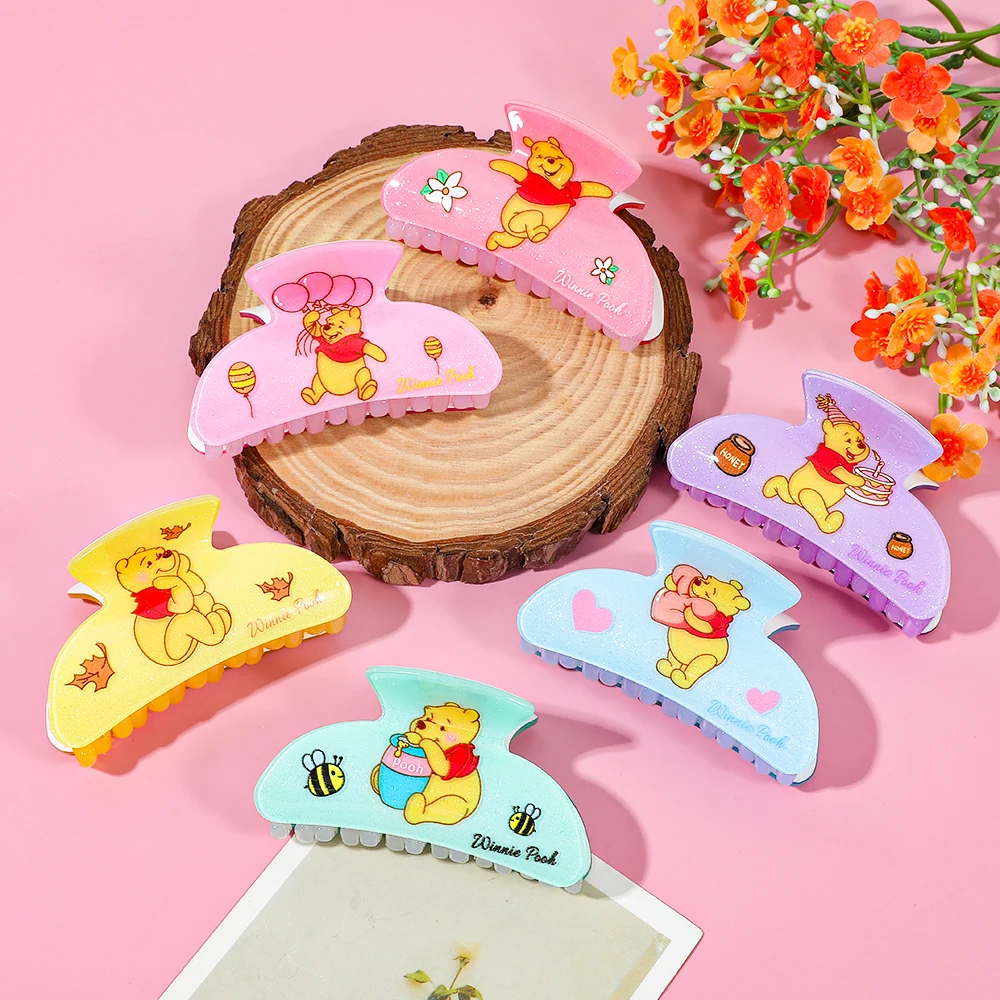 1PC/6PCS 디즈니 위니 더 푸 귀여운 헤어 클로, 다기능 헤어 액세서리 헤어 클로