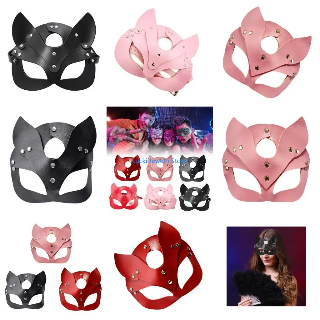 193E Fashionable Black Catwomen Cosplay Accessory Ventilated PU Leather Mask For Theme Parties Costumes