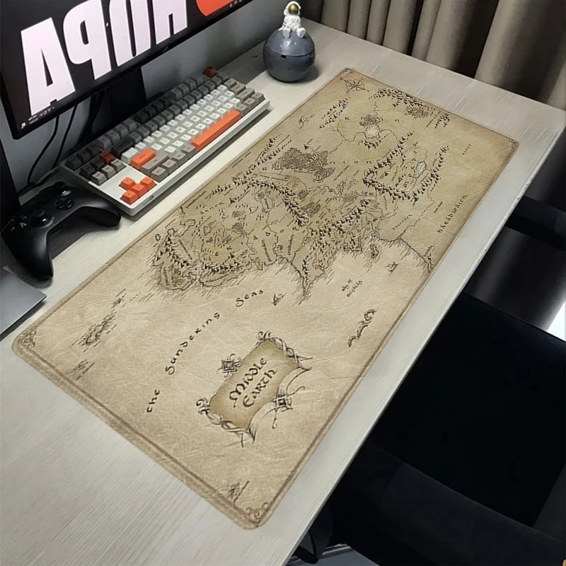 Large Mouse Mat Middle Earth Mouse Pad Keyboard Stitched Edge Desk Mat Office For PC Laptop Desktop Anti Slip Rubber Mice Mats