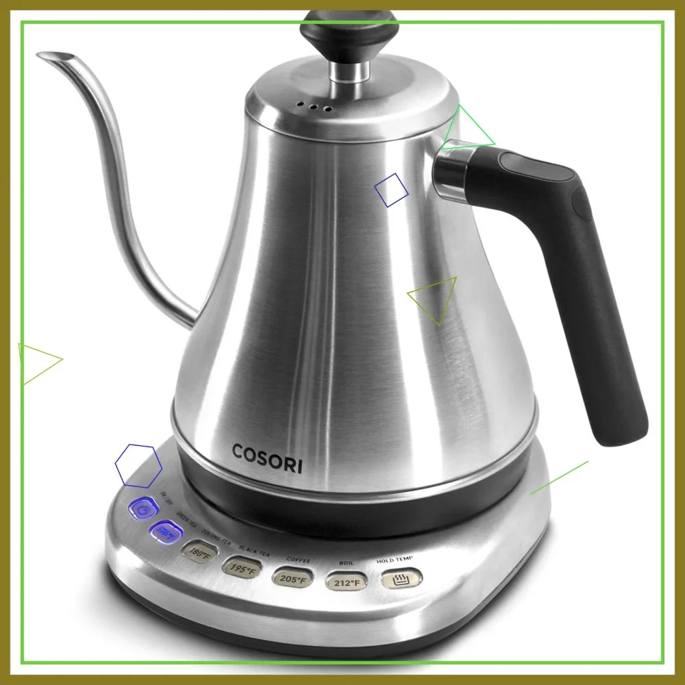 

Gooseneck Electric Kettle with 5 Presets, Quick Heating, Stainless Steel, 0.8L Silver for Pour Over Coffee