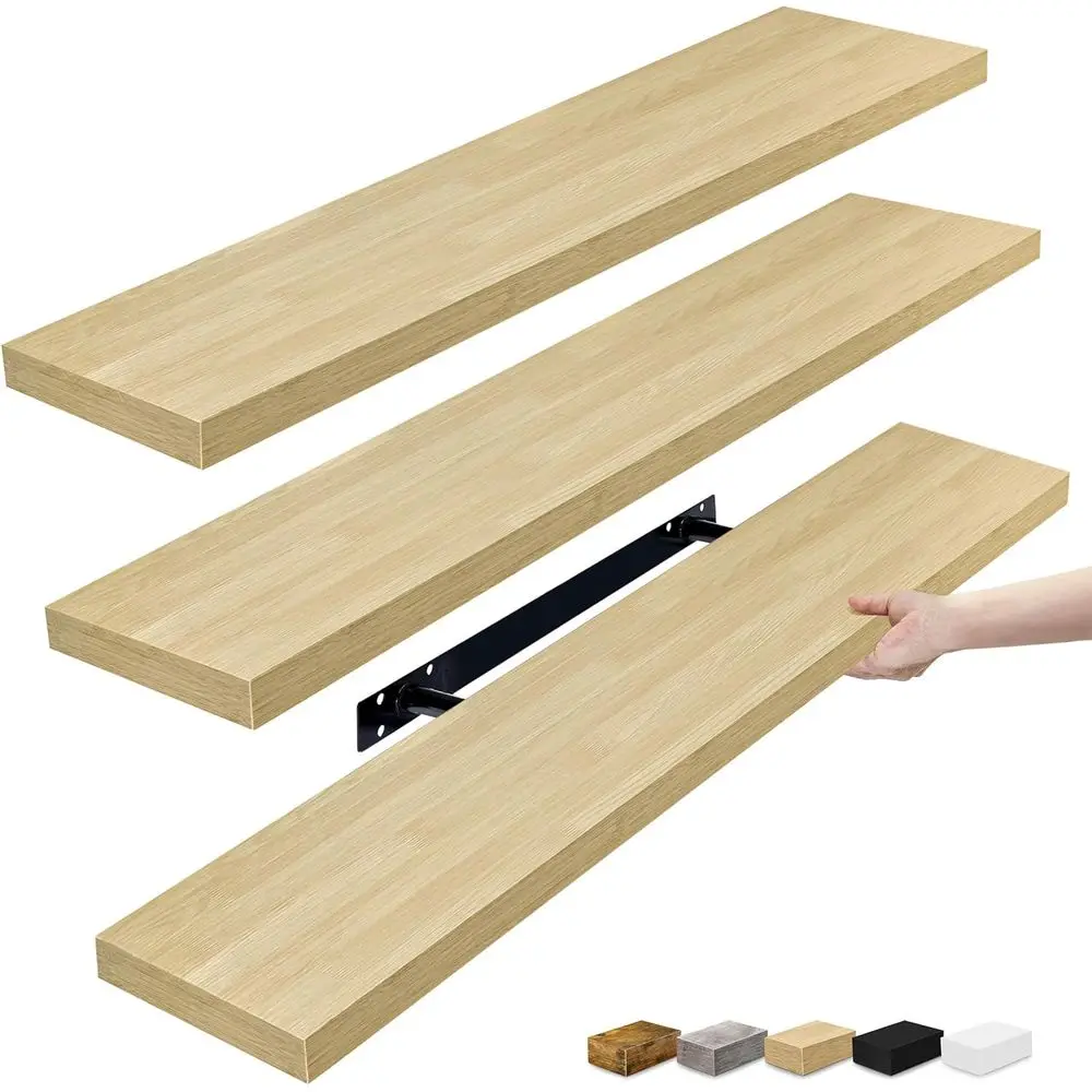 

Floating Shelves for Wall - 35 Inch Long Bathroom Shelves, Wall Decor for Bedroom, Kitchen, Living Room & Book Storage - Mounted