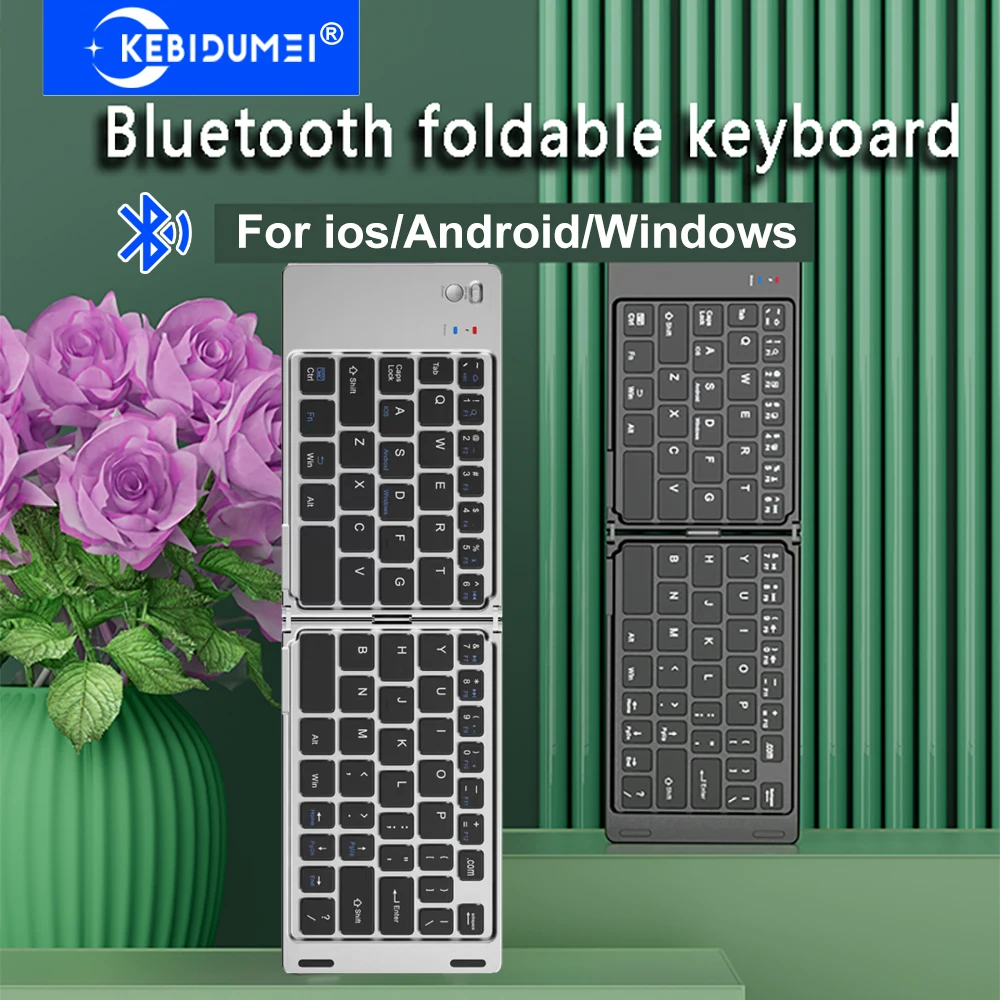 Teclado bluetooth mini teclado dobrável teclado recarregável mudo teclado sem fio teclado portátil para windows android ios