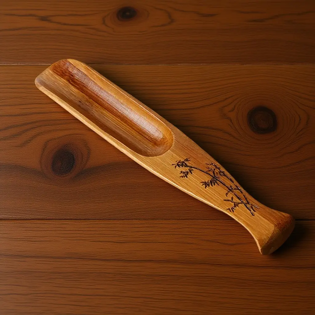 Bamboo Tea Spoon Fishtail Design Light Weight Easy Clean Multi Use Scoop for Sugar Jar Flour Jar Tea Coffee Scooping
