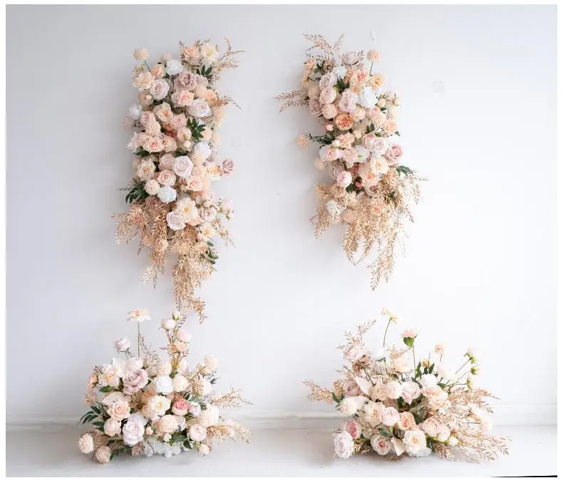 5D Champagnerrosa Rosenblumen-Hängerei, Blumenarrangement für Hochzeits-Hintergrunddekoration, Wand-, Tisch- und Fensterdekoration für Partys – Detail 1