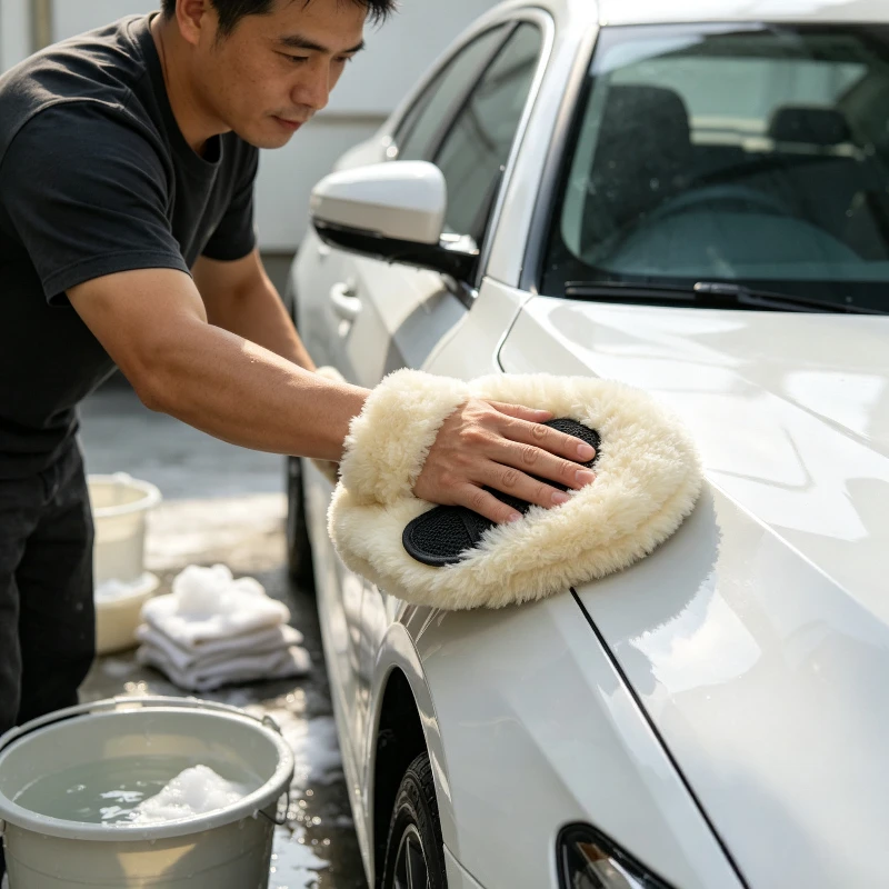 Car Detailing Wash Mitt Microfiber Wool - Sarung Tangan Cuci Mobil dari Wol
