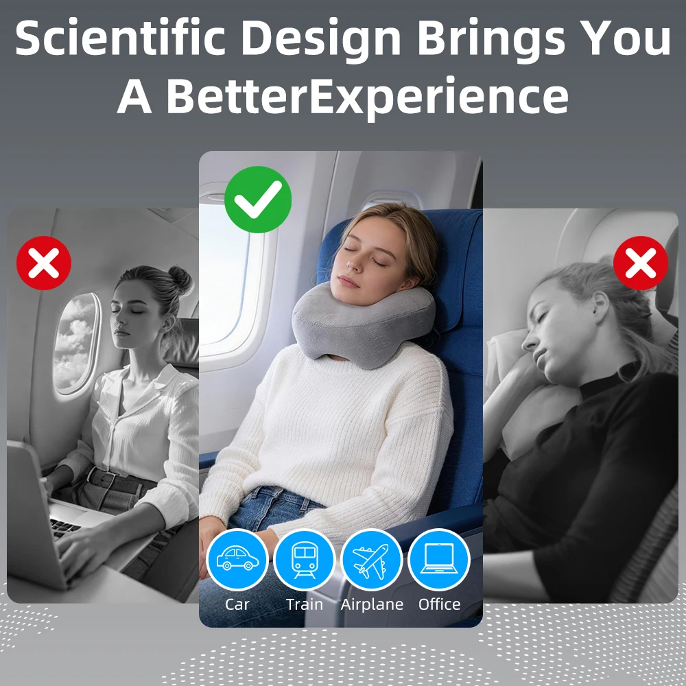 U-shaped Travel Pillow, Neck Support Pillow, Lightweight Portable Neck Pillow for Travel/Office/Airplane/Car Use