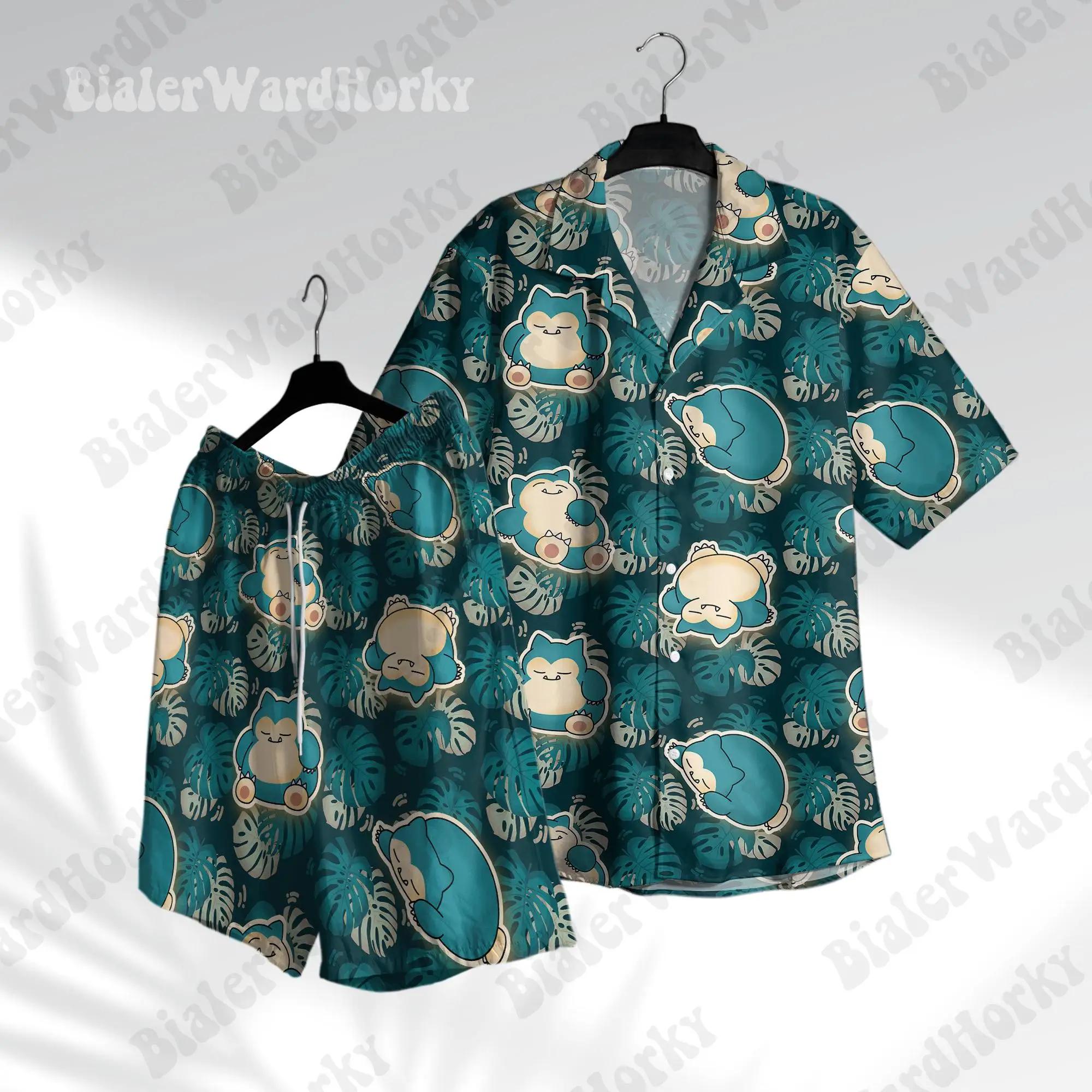 Pokémon Grafik-T-Shirt Snorlax Custom Hawaiian Shirt Sommer Freizeit Herren T-Shirt Kinder T-Shirt Damen Strand T-Shirt ﻿