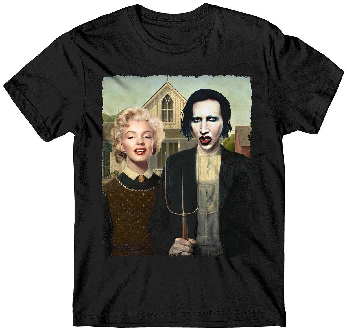 T Shirt Men Cotton Tees Marilyn t-shirt Manson American Gothic Funny Glamour Pinup New Fashion  harajuku  my body my choice