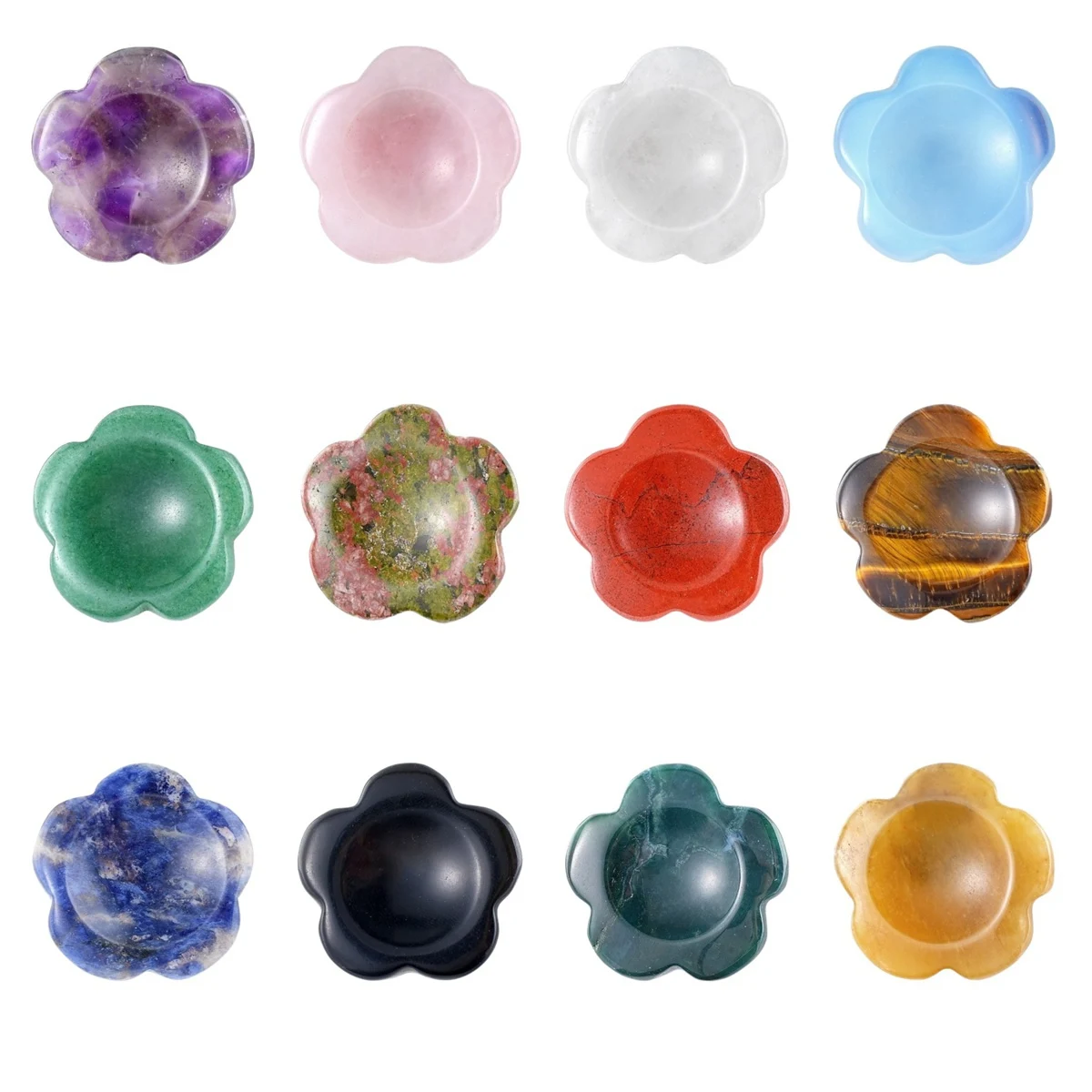 Crystal Flower Pocket Palm Stone Reiki Healing Chakra Mineral Specimen Worry Stone 36MM Pendant
