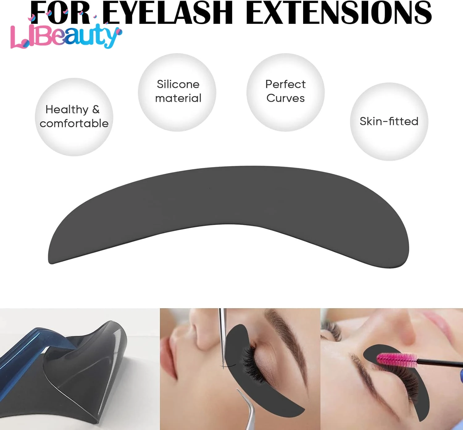 Libeauty 2 pares almofadas de cílios de silicone reutilizáveis extensão de cílios sob remendos de olho escudos de extensão de cílios ferramenta de beleza de saúde