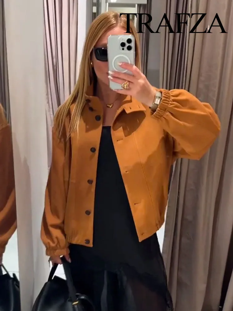 

HH Women Autumn Coats Single-Breasted High Collar Design Solid Casual Loose Jacket Female Fashion Street Style Short Coats