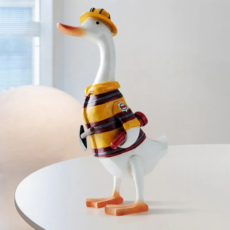 Charming decorative duck figurines fire ducks, fishing ducks, police ducks, travel ducks, handicrafts home ornaments