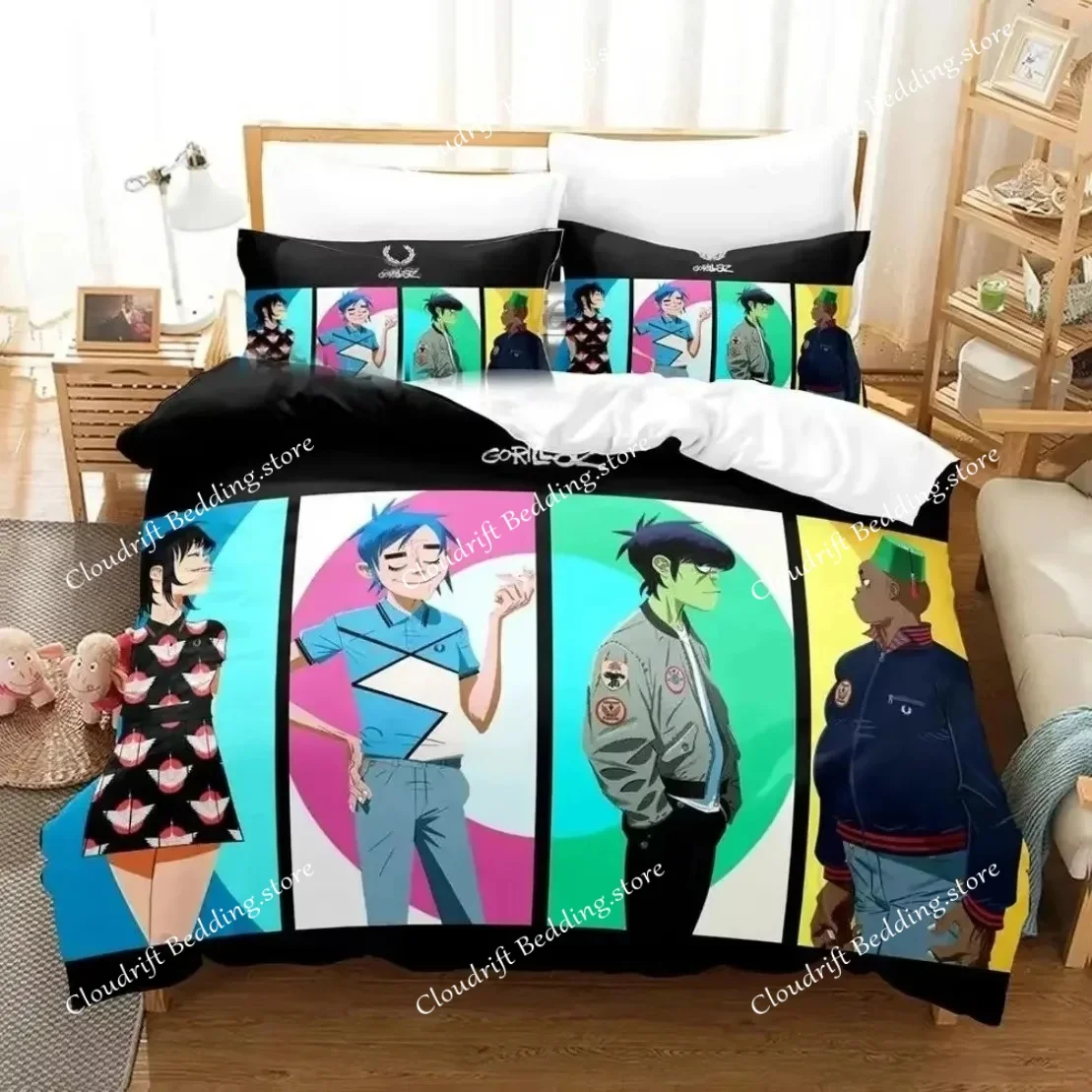 Music Band Gorillaz Bedding Set 3D Printed Anime Duvet Covers Bedroom Comforter Single Twin King Size
