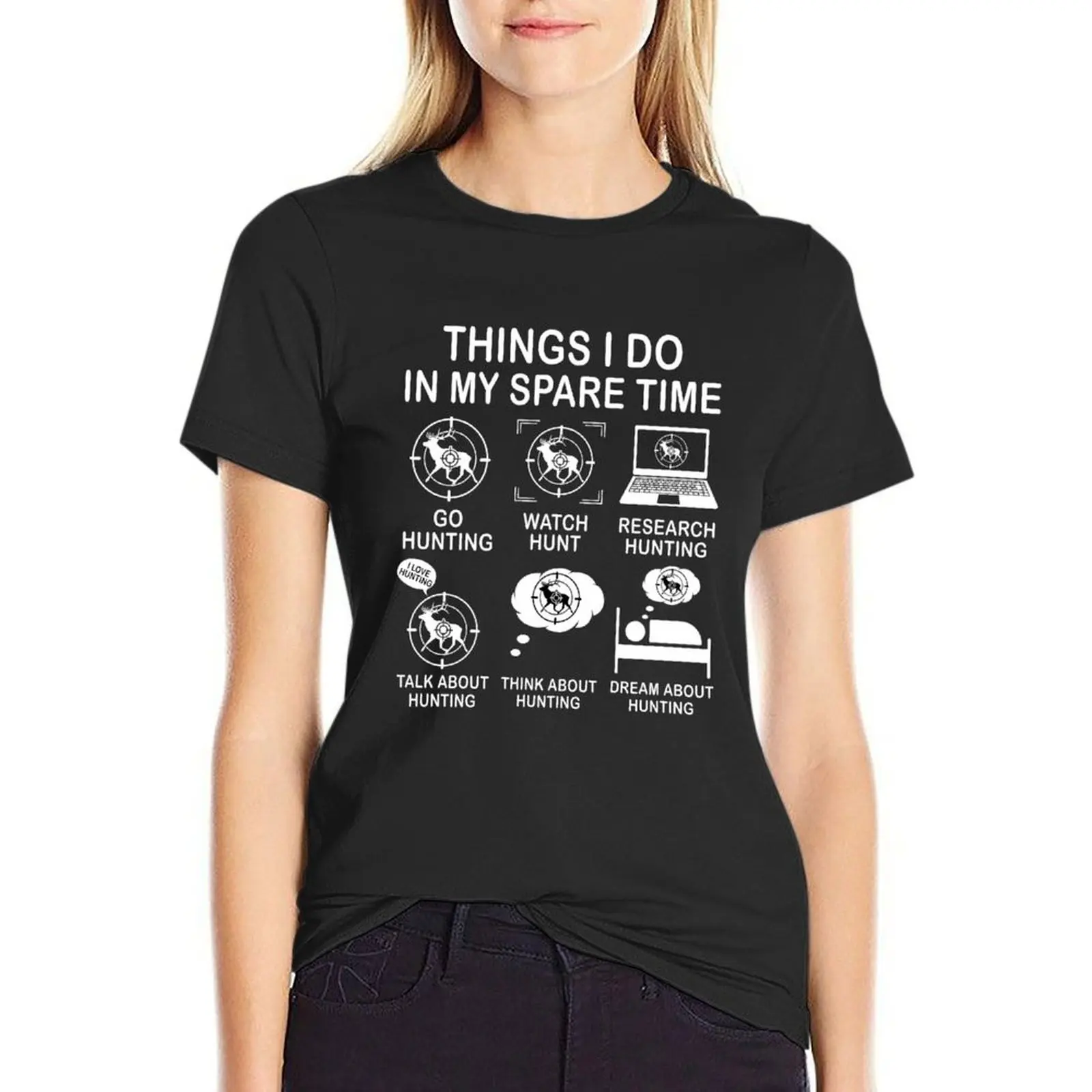 Things I Do In My Spare Time Hunting Funny Hunter Gift For Hunt Lover T-Shirt hippie clothes plain clothes for woman