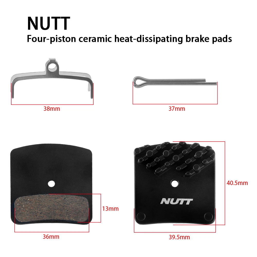 NUTT 4 Piston MTB Hudraulic Disc Brake Pad Road Bike Ice-Tech Metal Pads Mountain Bicycle Brake Shoe for Shimano M6120 M7120