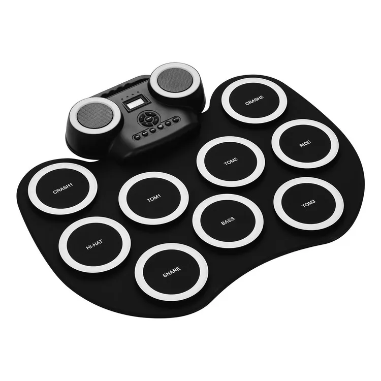 

2025 Portable Roll-up Electronic Drum Pad Silicon Digital Drum With Built-in Speakers Foot Pedals Headphone Monitoring Colorful