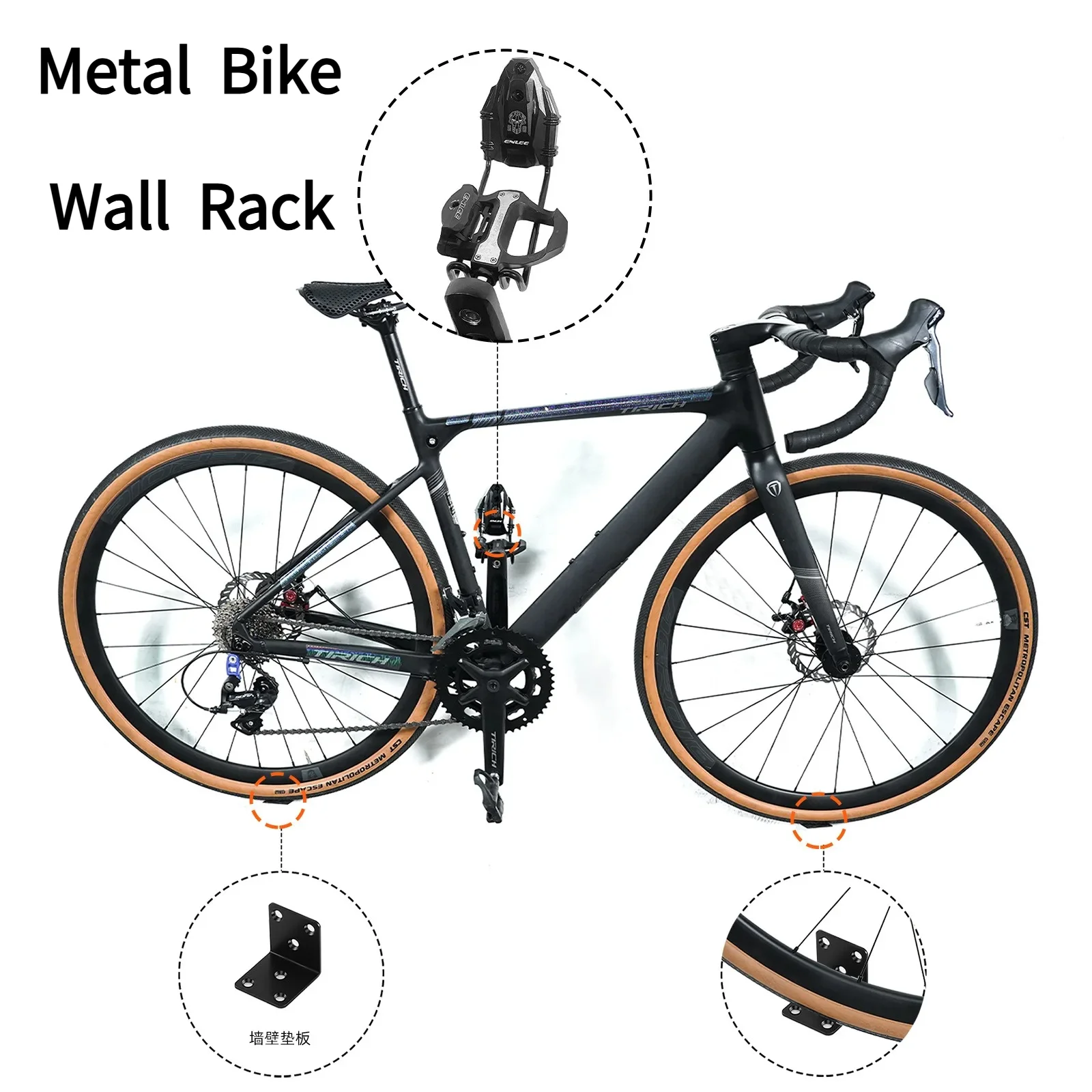 Bicycle Wall Mount Rack Heavy Duty Bike Storage Hanger for Garage Adjustable Hook for MTB Road Bike