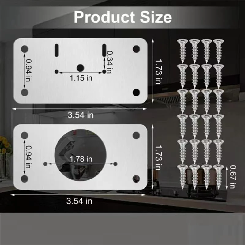 A98E-48-Pack Hinge Repair Kit - Cabinet Door Hinge Repair Plate Hinge Fixing Plate For Kitchen Cupboard Door Locker Cabinet