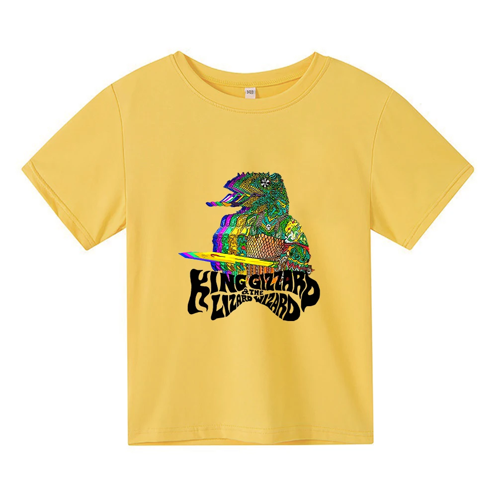 

Music Band King Gizzard & The Lizard Wizard T-shirt 100% Cotton Kawaii Cartoon Tee-shirt Short Sleeve Boys and Girls Tees Soft