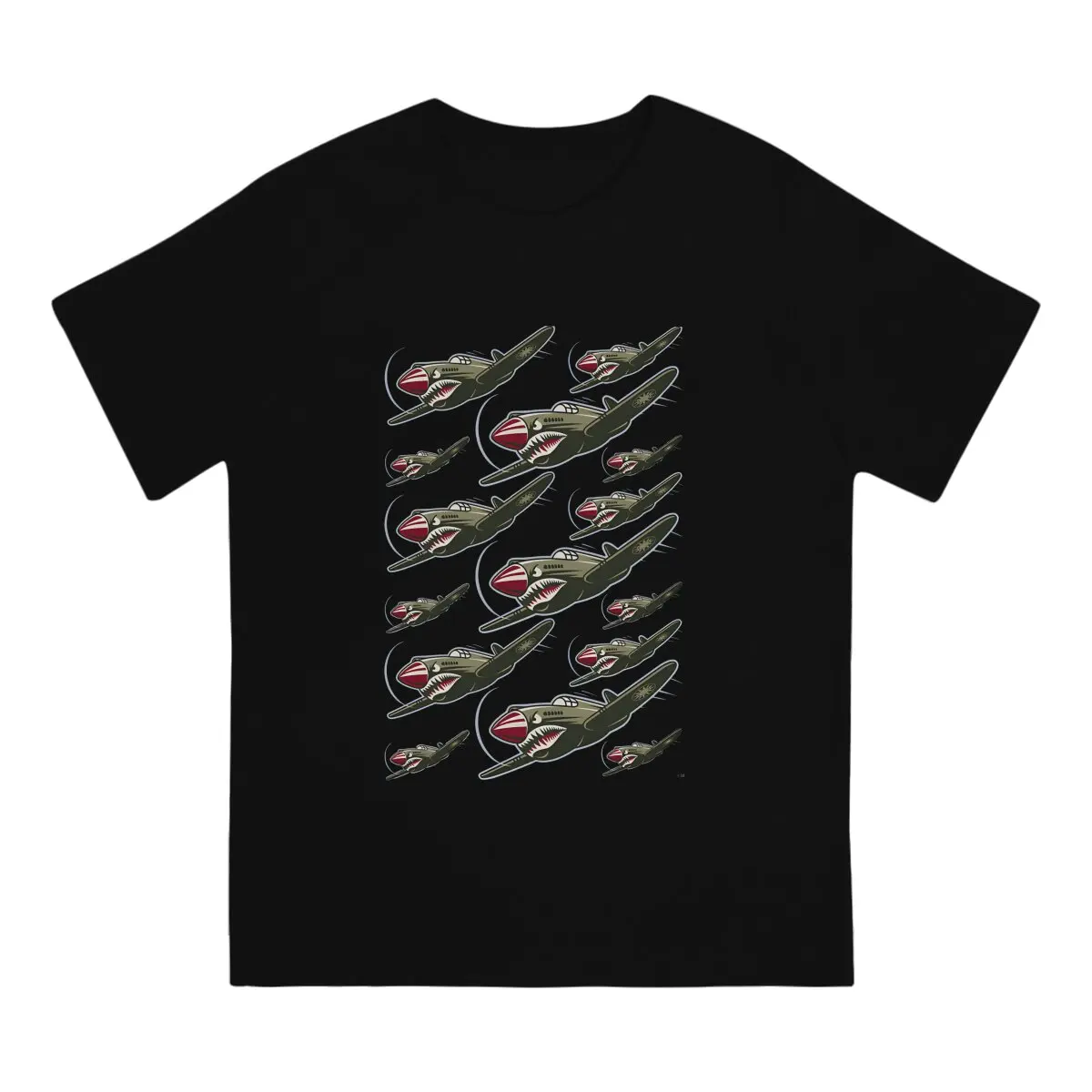 Men's T-Shirts P-40 Flying Tigers Vintage 100% Cotton Tees Short Sleeve Air Fighter T Shirts Crew Neck Clothing 4XL 5XL