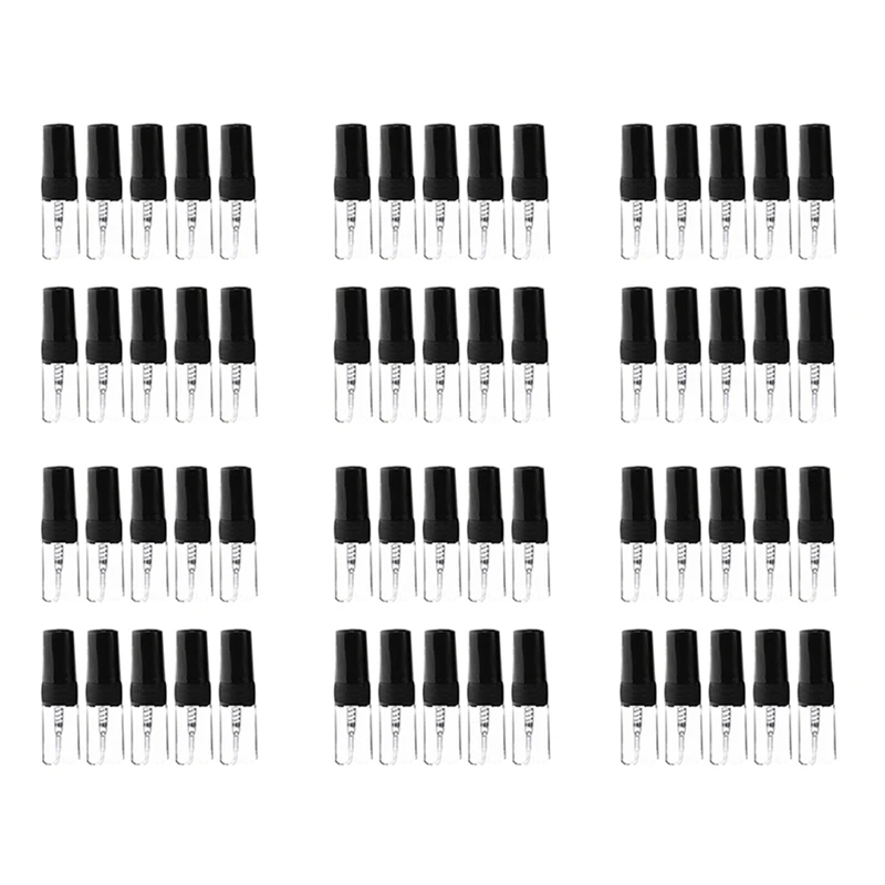 

ABRU-60Pcs Мини-портативный стеклянный флакон для духов, дорожный размер, пустые стеклянные флаконы с распылителем для духов (2 мл)