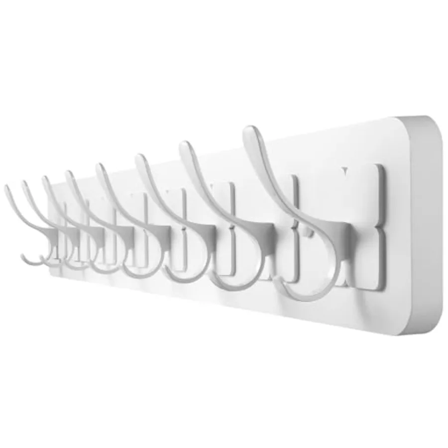Coat Rack Wall MountedWooden Wall Coat Rack with 8 Double Hooks for Hanging Clothes Coats Hats Jackets 31.5inch White 8 Hooks