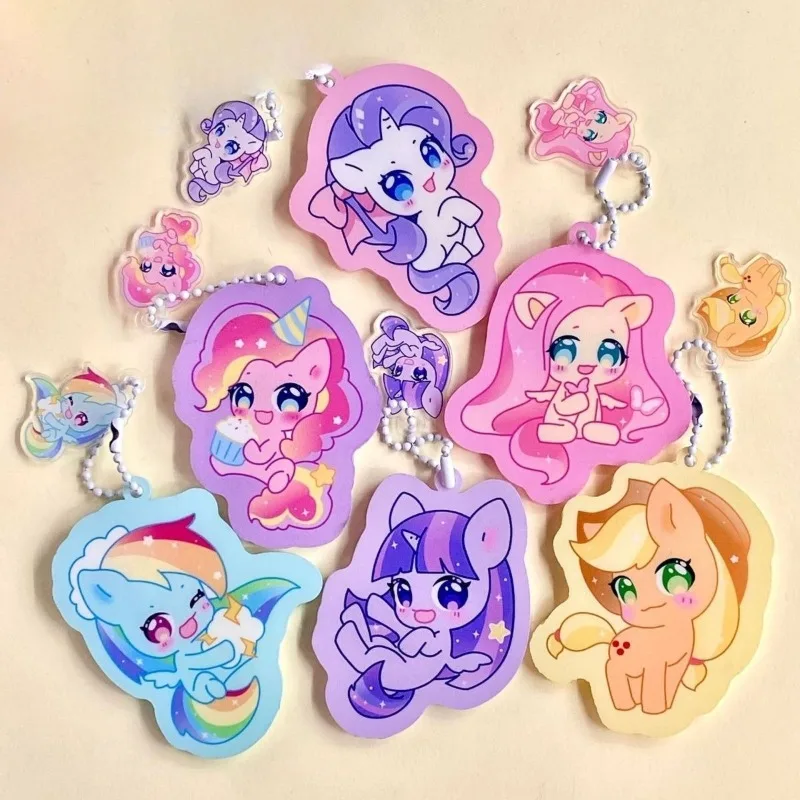 الكرتون لطيف بلدي ليتل المهر شاكر قلادة الإبداعية Kawaii أنيمي شخصية سلسلة مفاتيح مصنوعة من الأكريليك حقيبة طالب الملحقات هدية عيد