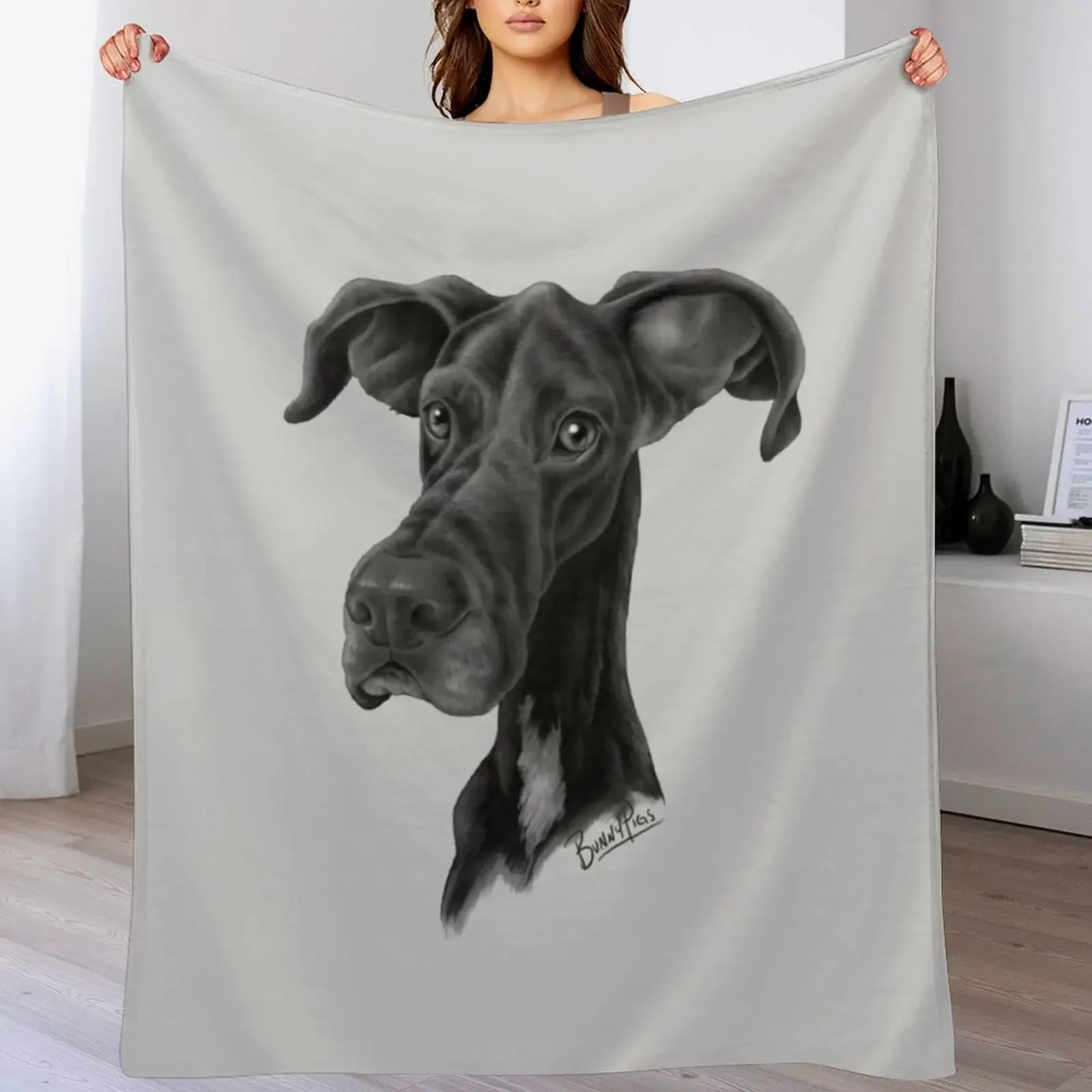 

Midnight the Dane Throw Blanket Stain Resistant Cozy Warm Blanket