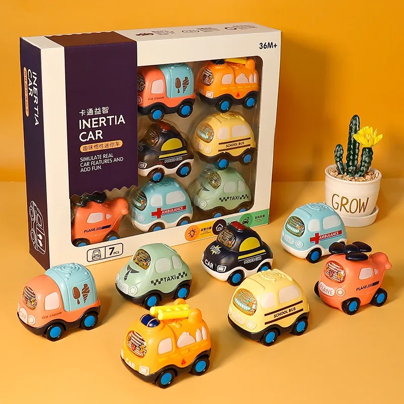 Children's Car Toy Set Inertia toys Boy Baby Cartoon Cute Car Model Drop Resistant Birthday Gift Models  4-6y  6-12y