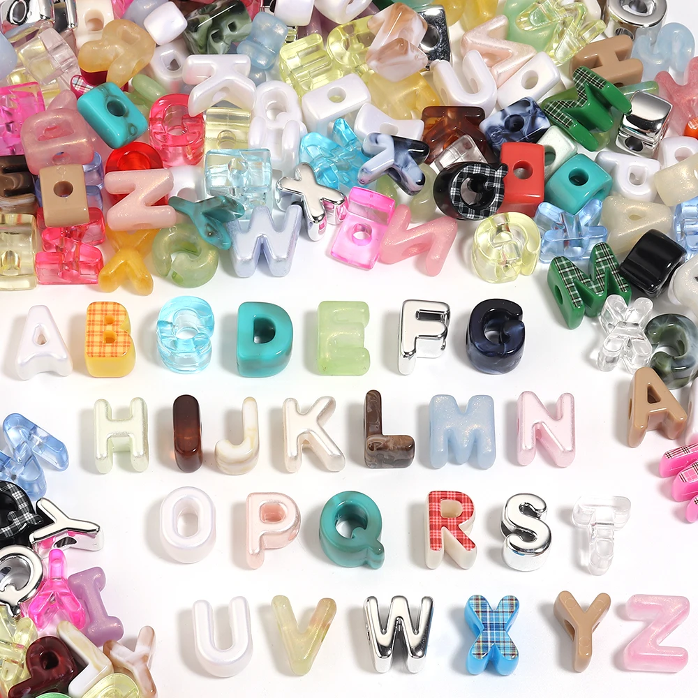 10-40pcs Acrylic Letter Beads Random Mixed Alphabet Big Hole Spacer Beads for DIY Bracelet Keychain Name Jewelry Making Supplies
