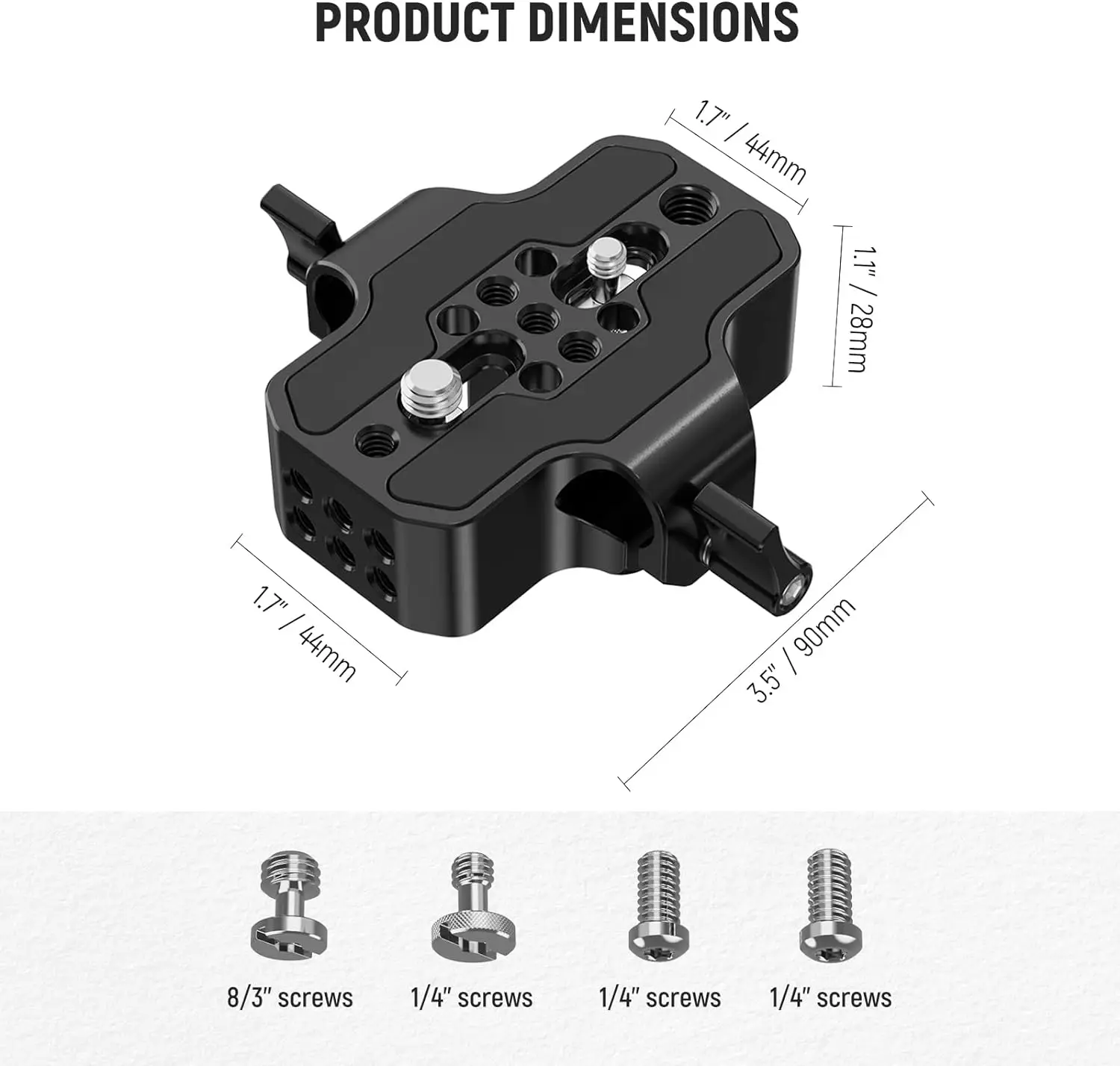 NEEWER Camera Base Plate with Dual Rod Rail Clamp 15mm LWS Baseplate for Camera Cage Tripod Shoulder Rig with 1/4\