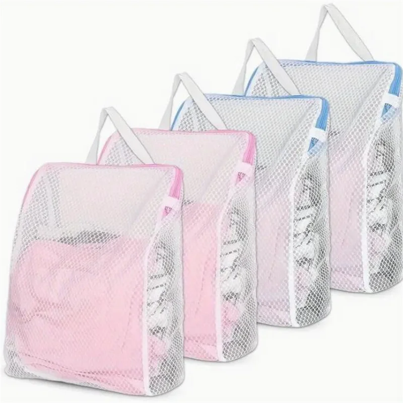 

4pcs Large Mesh Laundry Bags With Handles Side Widening Zippered Delicate Bag For Washing Machine Laundry Bag For Delicates