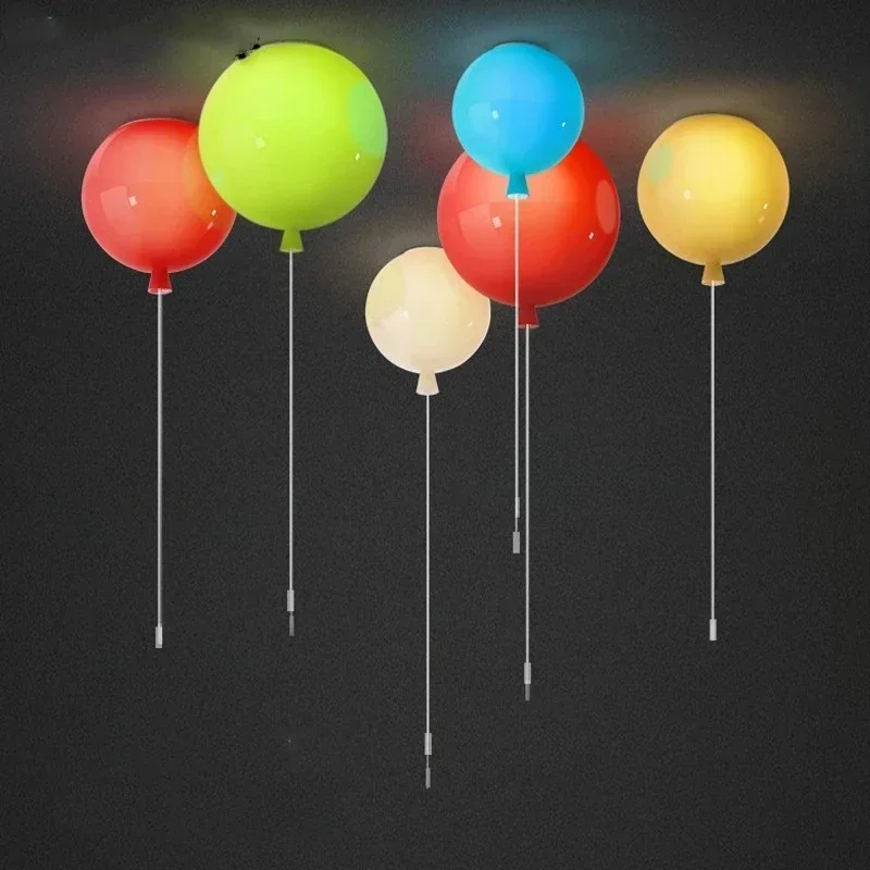 Modern Colorful Balloon Memory Wall Light Pull Switch Bedroom Bedside Lamp Corridor Sconce Ceiling Chandelier E27 Bulbs Lighting