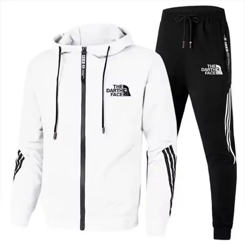 

Two piece set of 2024 autumn and winter new hot selling men's track and field sportswear zipper hooded sweatshirt design+pants