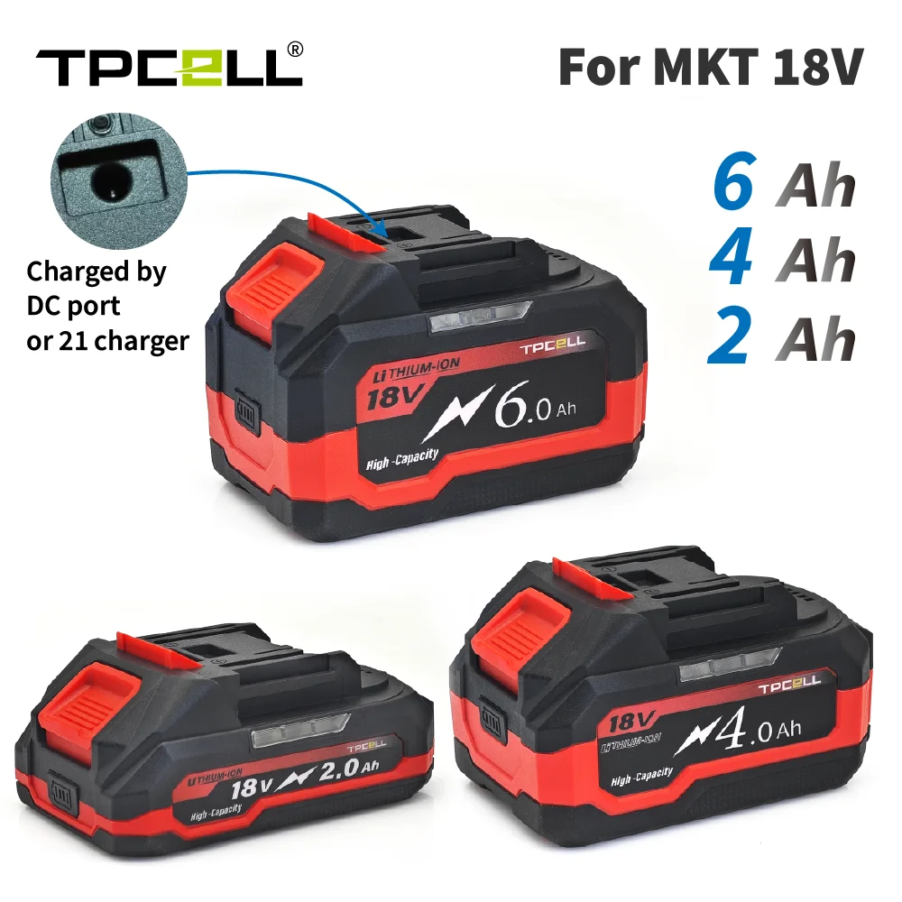TPCELL 21V DC5521 Battery For MKT TYPE 18V Battery with DC5521 Connector Li-ion Replacement LXT BL1850 BL1840