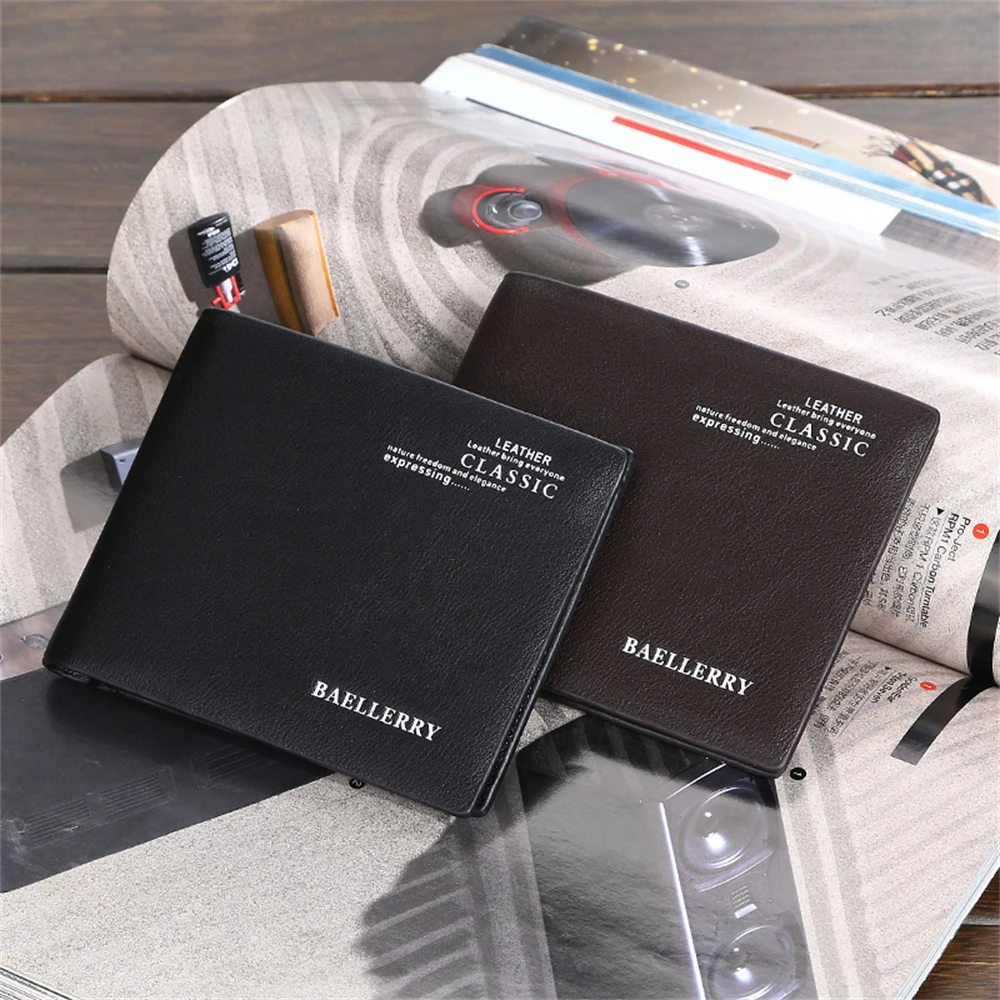 Short Men Wallets Pocket Slim Card Holders Luxury Male Purses High Quality PU Leather Men's Wallet Money Clips