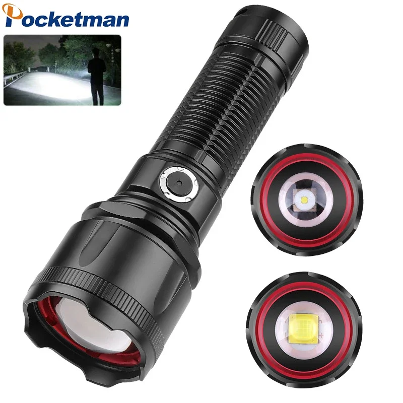 

Powerfull LED Flashlight Zoom Long Shot Handlight USB Rechargeable Highlight Torch Outdoor Waterproof Camping Lantern Work Light