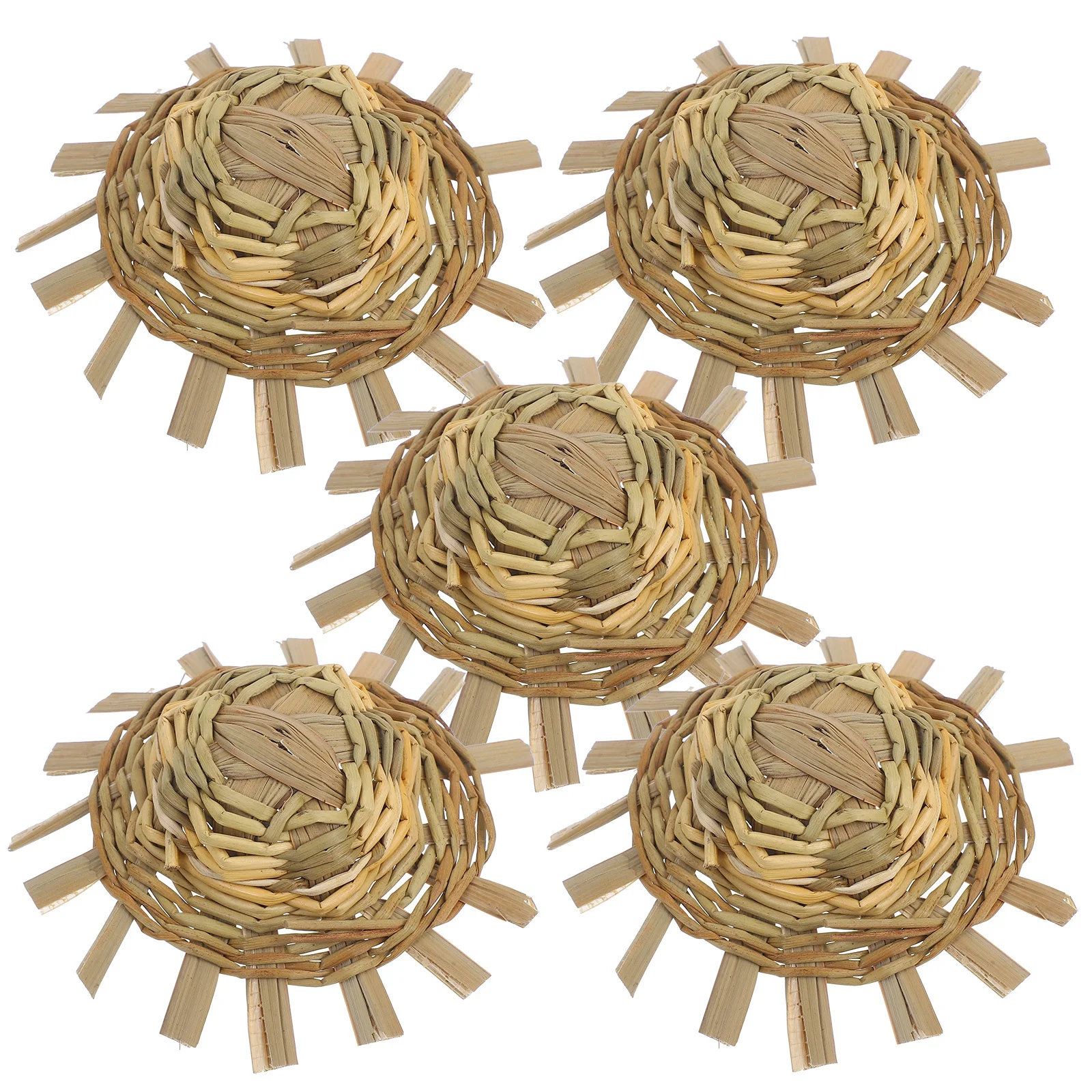 5pcs Miniature Straw 8-9Cm Light Yellow Cute Knitting Cap For Decoration Diy Craft Accessories Dollhouse Straw Hats Tiny