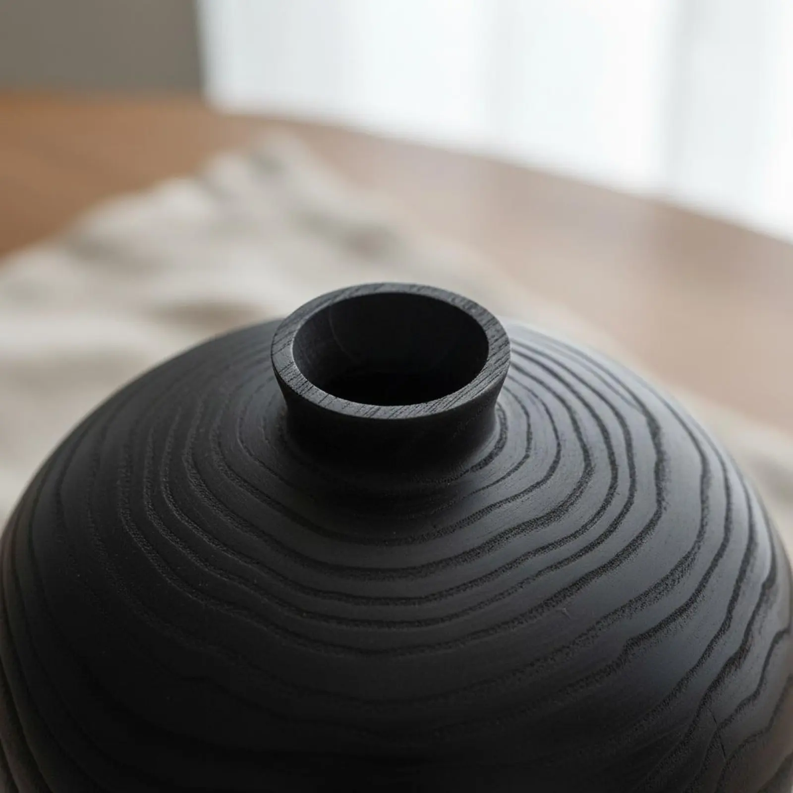 Rustic Elegance Design Decorative Vessel Black Carbonized Wood Vase Desktop Decorative Object House Decoration for Living Room