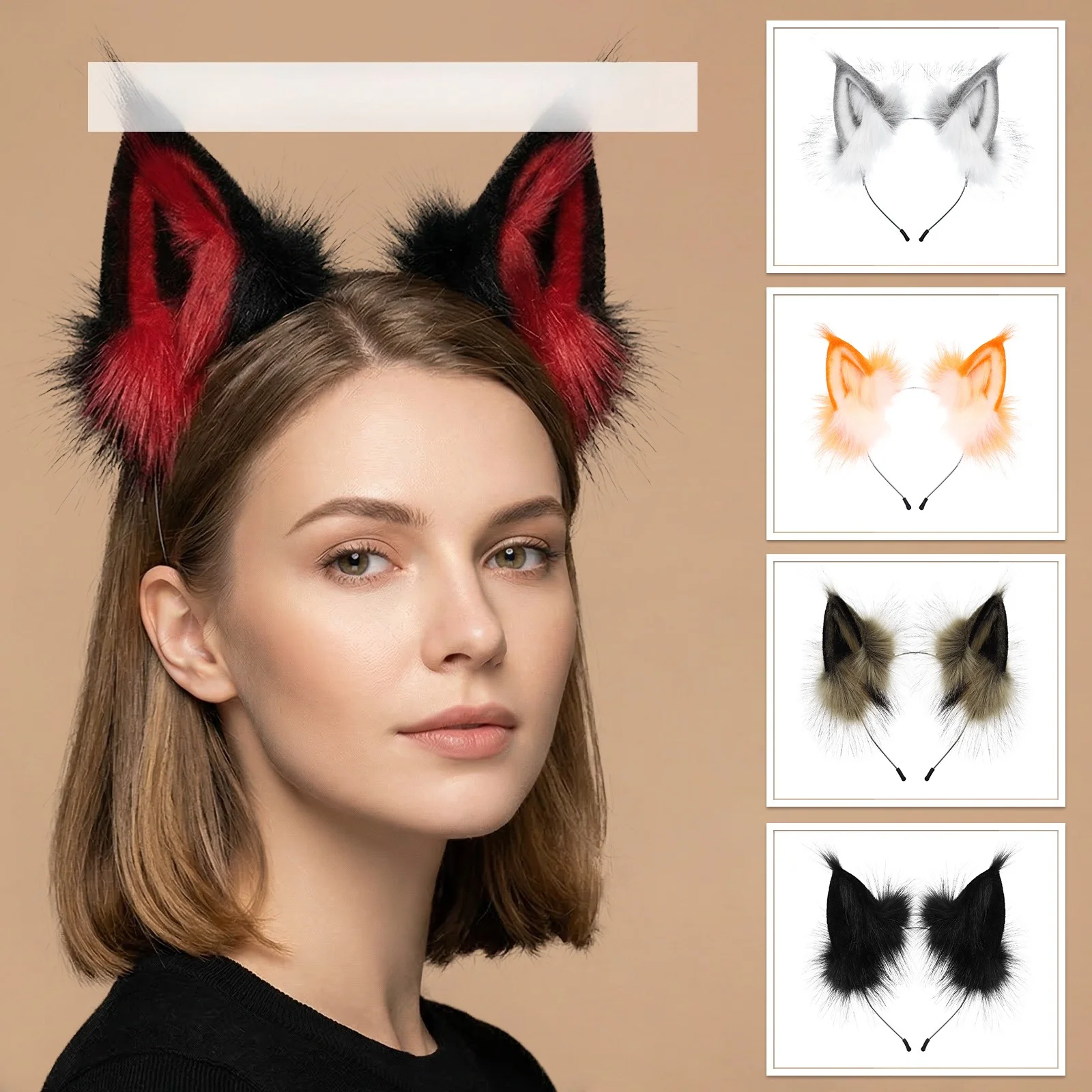 

Headband Faux Fur Adjustable Animal Ears Halloween Cosplay Costume Fox Role Play Hair Accessory One Size