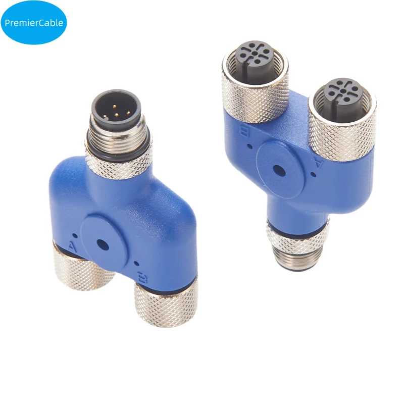 NMEA 2000 Multiport M12 5-pins A-code man-vrouw waterdichte Y-splitterkoppeling luchtvaartsensor voor CAN BUS CANOpen-actuator