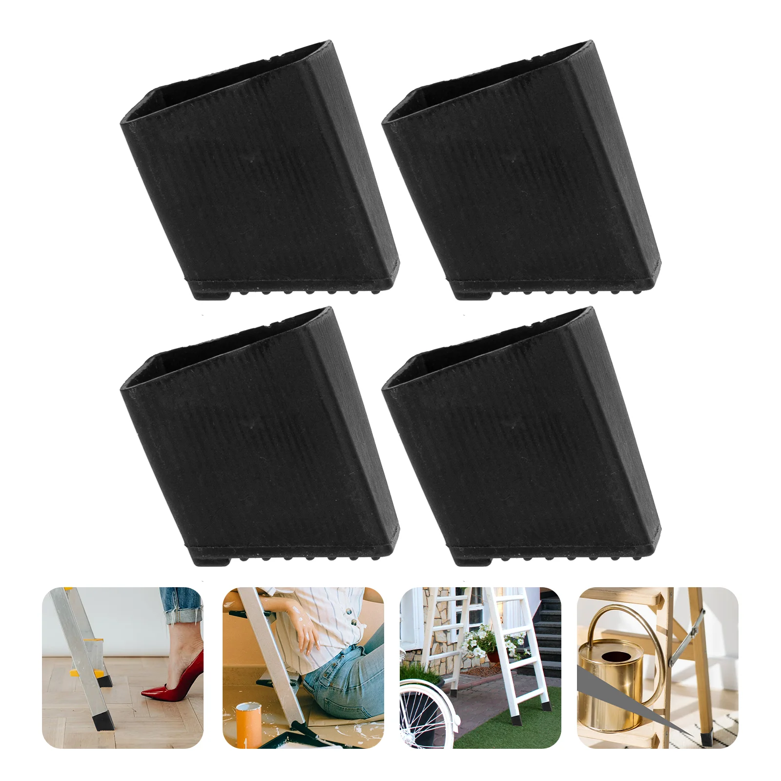 4 Pcs Retractable Ladder Foot Cover Furniture Protectors Wear-proof Pads Boots Accessories Black