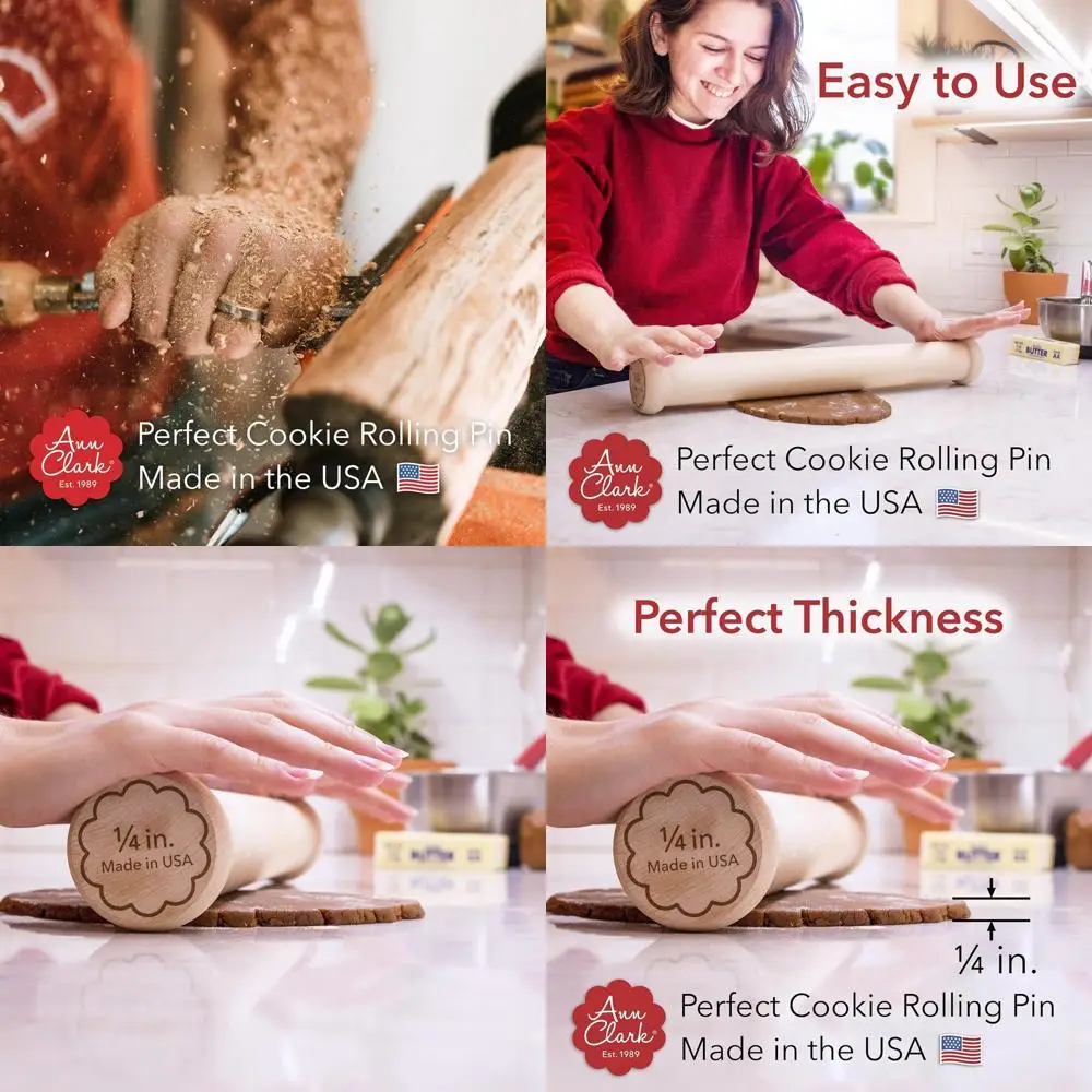 

Скалка для печенья из твердой древесины в американском стиле с фиксированной глубиной 1/4 от Ann Clark