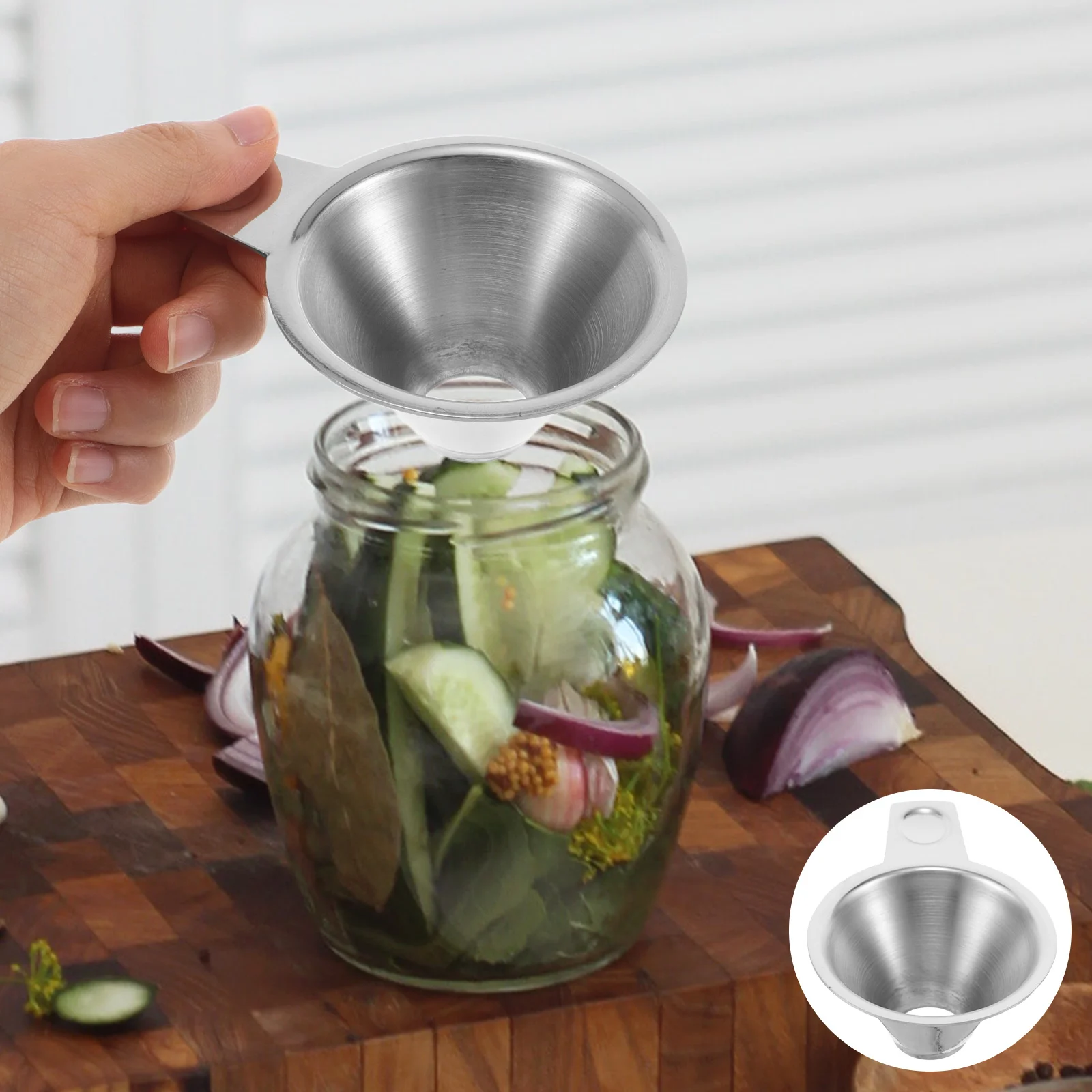 

Stainless Steel Mason Jar Funnel Wide Mouth Canning Funnel For Kitchen Condiments Spices Filling Jars Tool