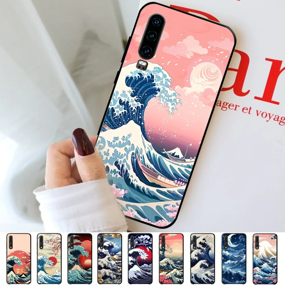 Creative Ukiyo-e painting waves Phone Case For Huawei P 8 9 10 20 30 40 50 Pro Lite Psmart Honor 10 lite 70 Mate 20lite