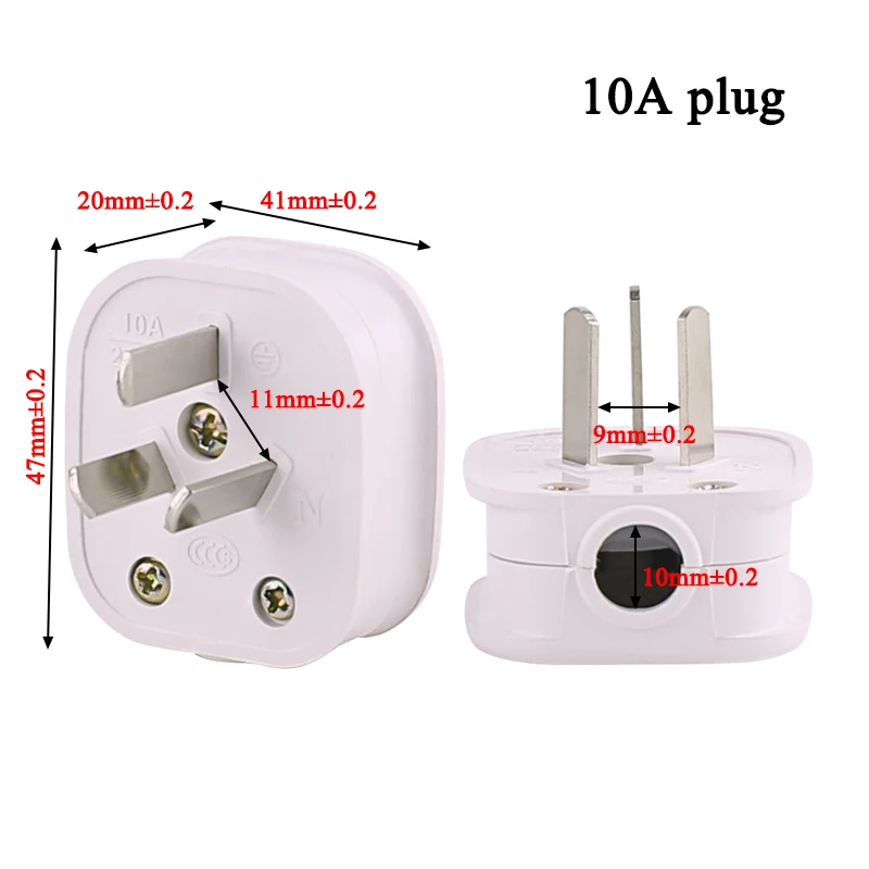 AU CN Power Plug 10A 16A 250V AC Electrical Power Rewireable Plug Male Adaptor Extension Cord Cable Detachable