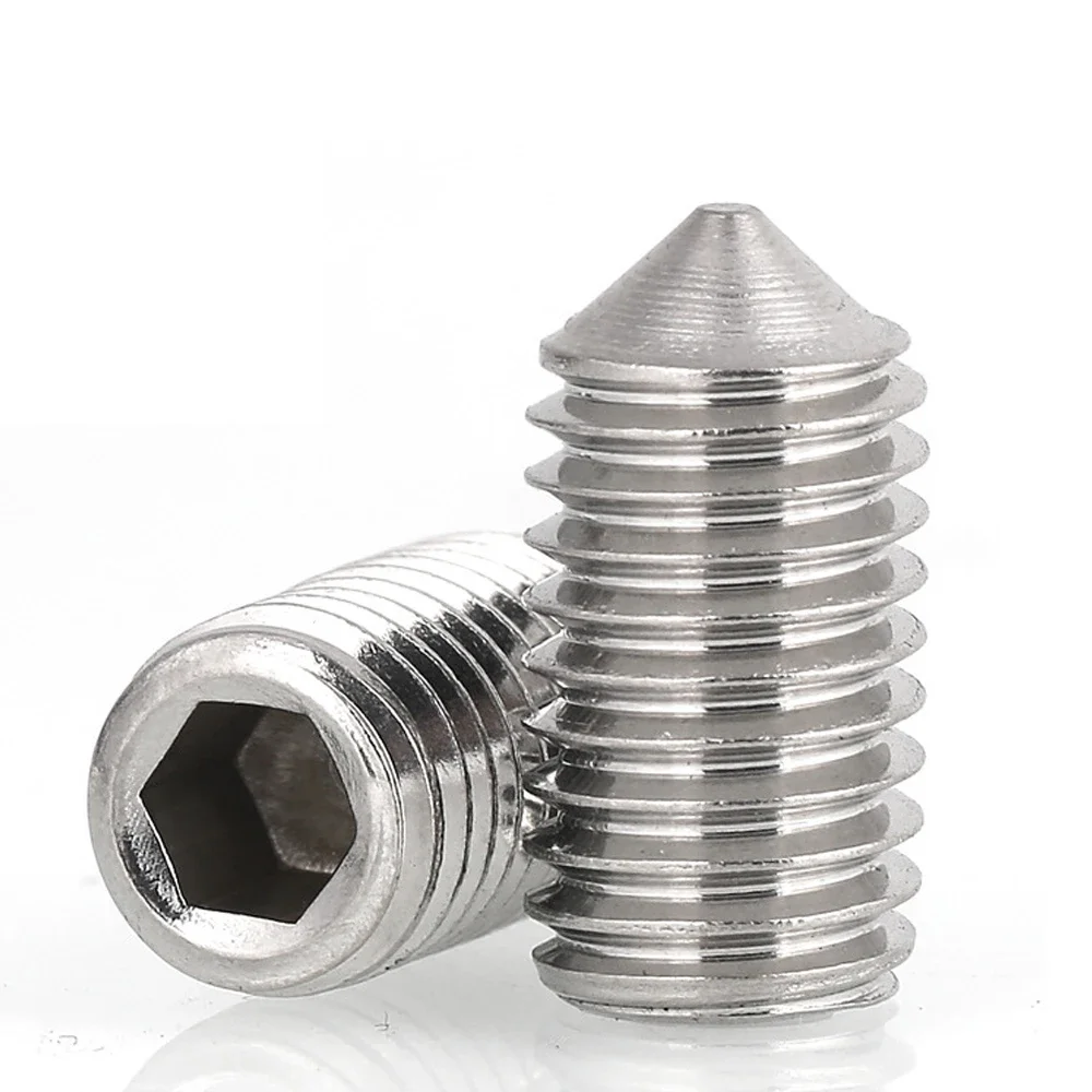 1/10/20/50pcs M2 M2.5 M3 M4 M5 M6 M8 M10 M12 M16 Hex Hexagon Socket Cone Point Grub Set Screw Bolts 304 Stainless Steel DIN914