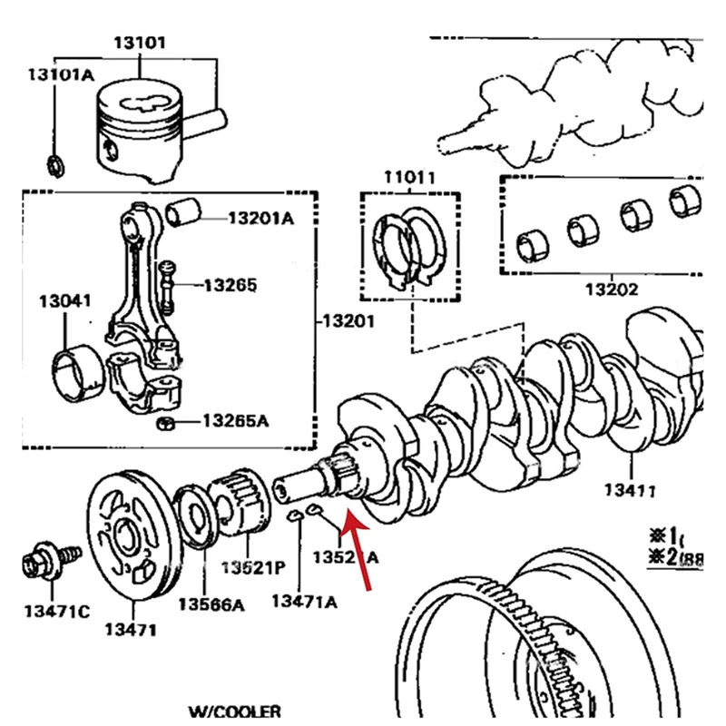 ABPP-بكرة الجمعية الموتر الجمعية العمود المرفقي توقيت والعتاد العمود المرفقي توقيت والعتاد 13401-54060 لتويوتا استبدال