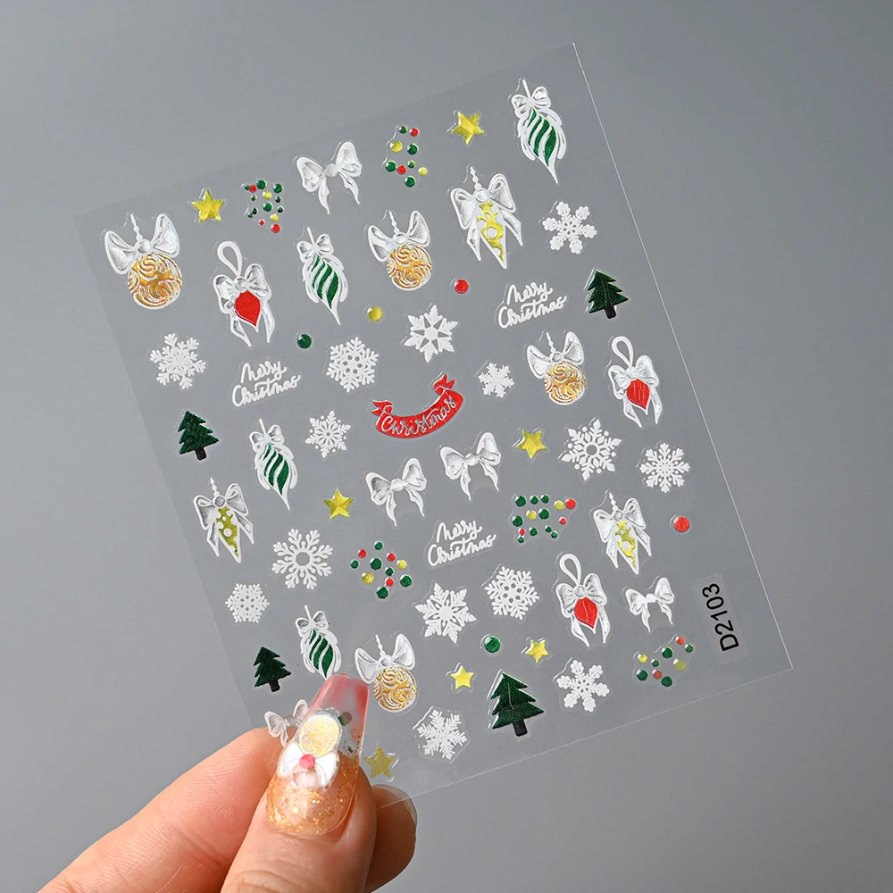 1 pz 5D adesivi per nail art di Natale carino Babbo Natale pupazzo di neve fiocchi di neve alce adesivo cursore per unghie Natale inverno decalcomanie per manicure fai da te